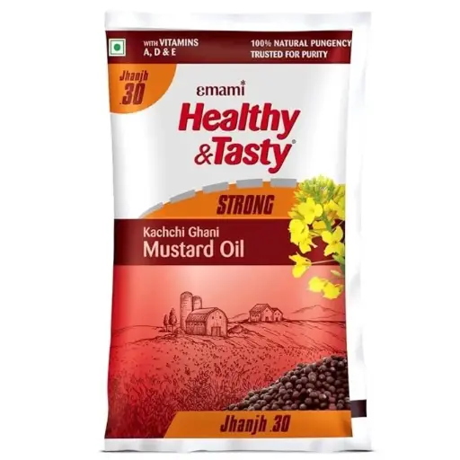 Emami Healthy & Tasty - Kachi Ghani Mustard Oil, Pouch