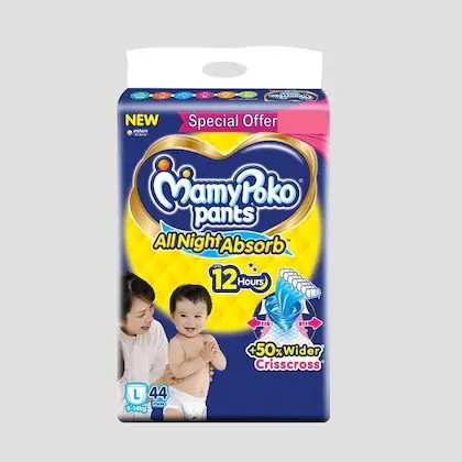 MamyPoko Pants Standard All Night L44 |Baby Diapers |Large |44 count
