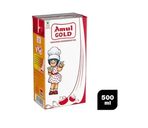 Amul Gold Homogenised Standardised Milk 500 ml (Tetra Pak)